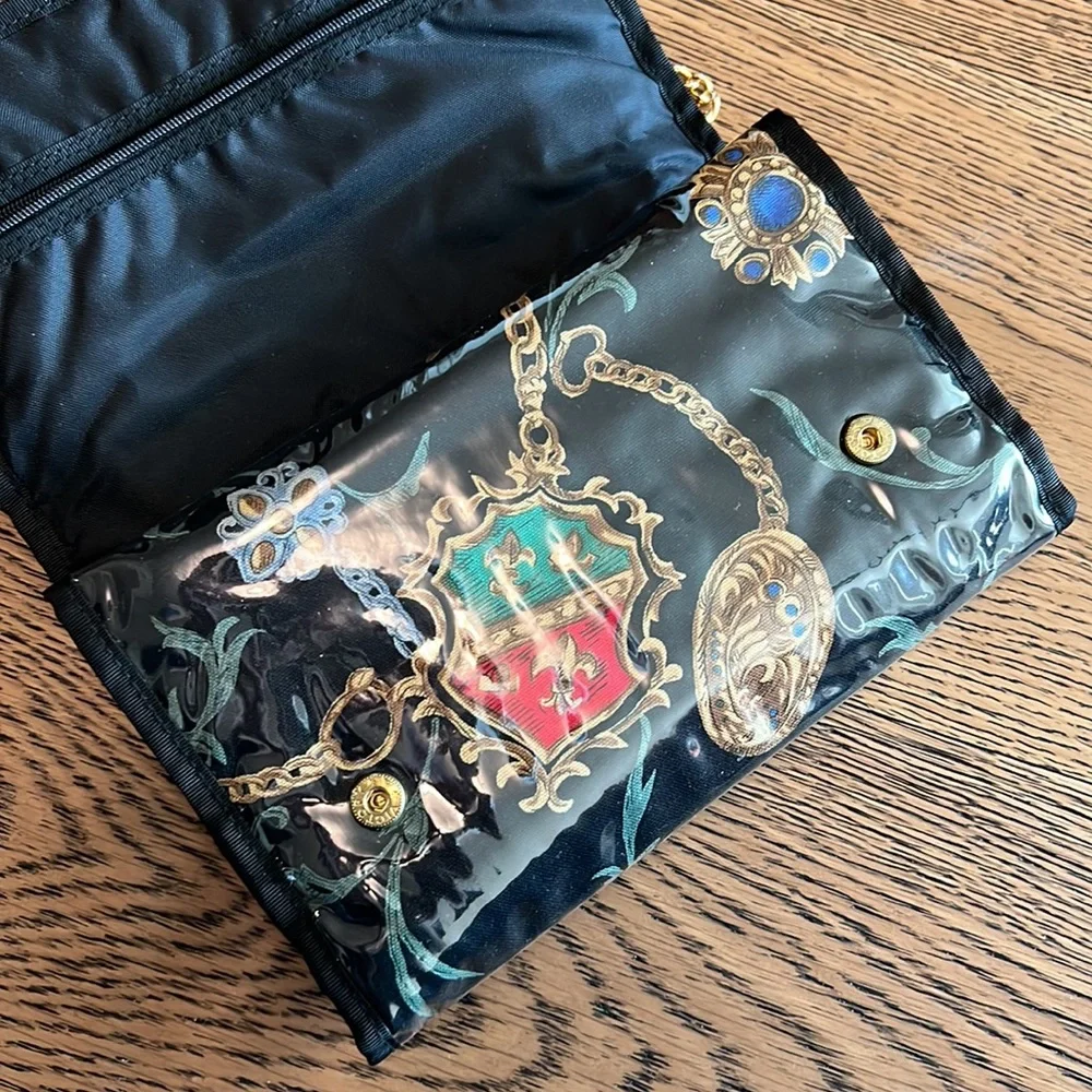 Medallion Chain print folding cosmetic jewelry travel bag